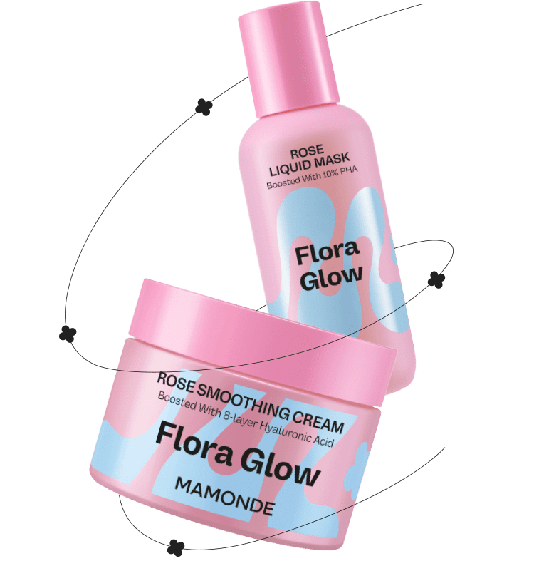 Flora glow rose smoothing cream, Flora glow rose liquid mask